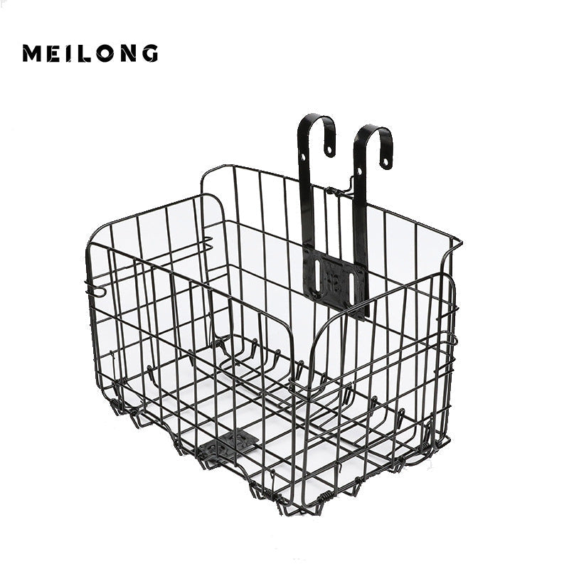 foldable steel wire rear bike cargo basket with adjustable quick-release hooks Bowlift