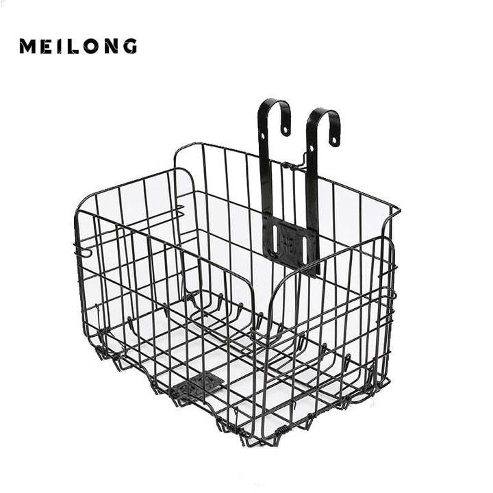 foldable steel wire rear bike cargo basket with adjustable quick-release hooks Bowlift