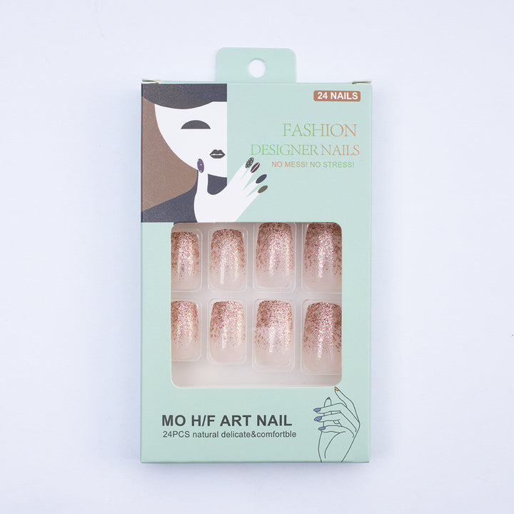 Glittering artificial nails with delicate gradient Bowlift