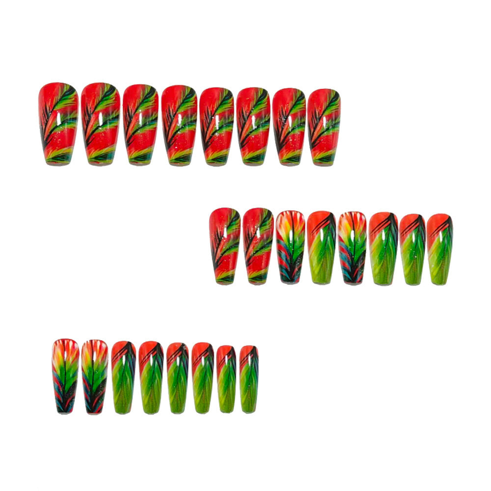 Creative artificial nails with tropical leaf design Bowlift