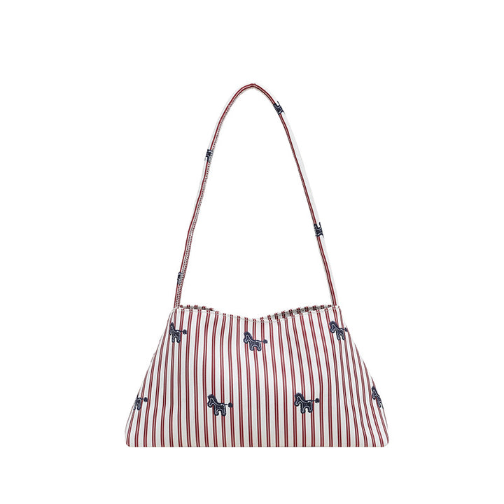 WoChic Embroidered Striped Shoulder Bag Bowlift