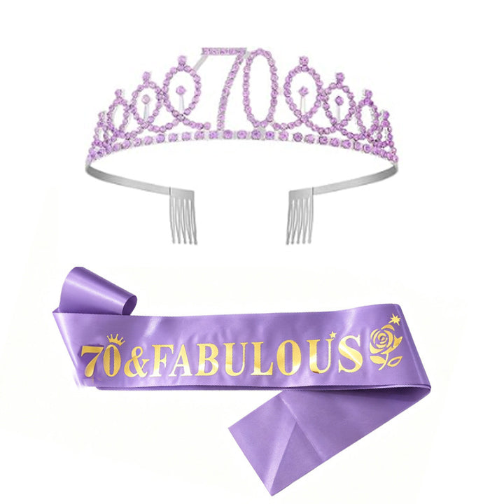 Women's Glittering Birthday Tiara Set with Sash Bowlift