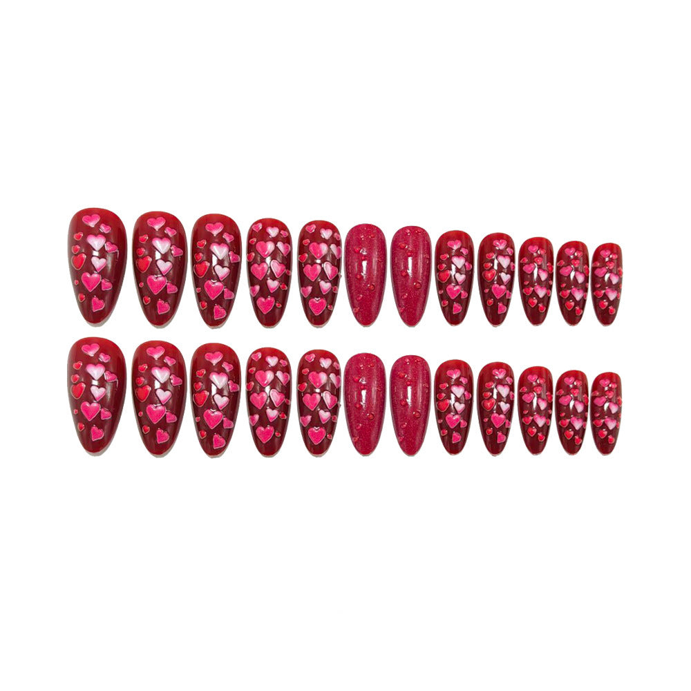 Artificial nails with heart design and gloss finish Bowlift