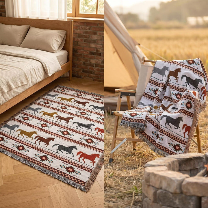 Rustic Equine Themed Throw Blanket