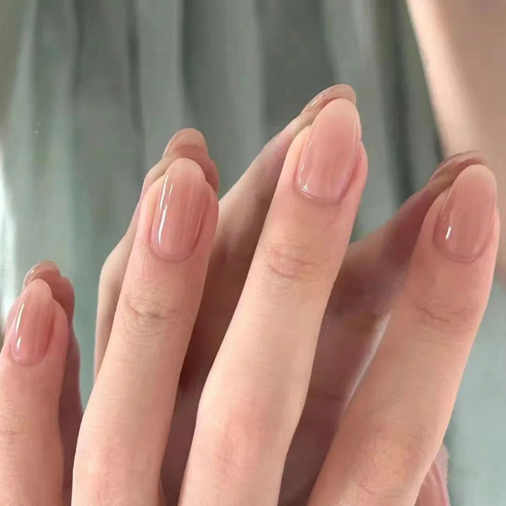 Glossy Natural Press-On Nail Set Bowlift