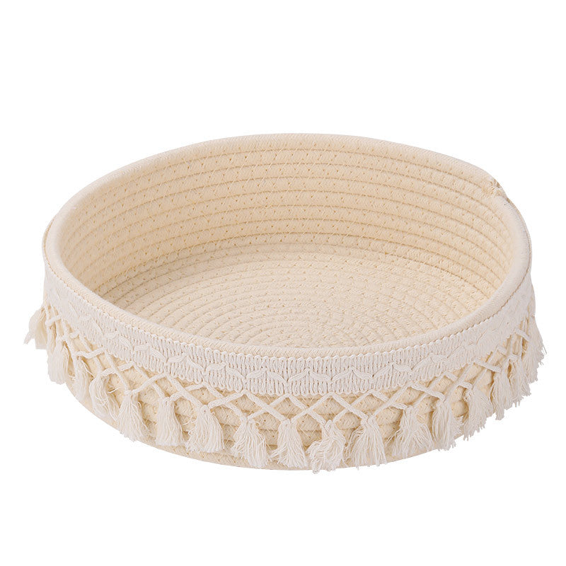 Women Decorative Storage Basket with Tassels Bowlift