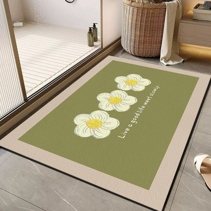 Cheerful Floral Message Bath Mat Bowlift