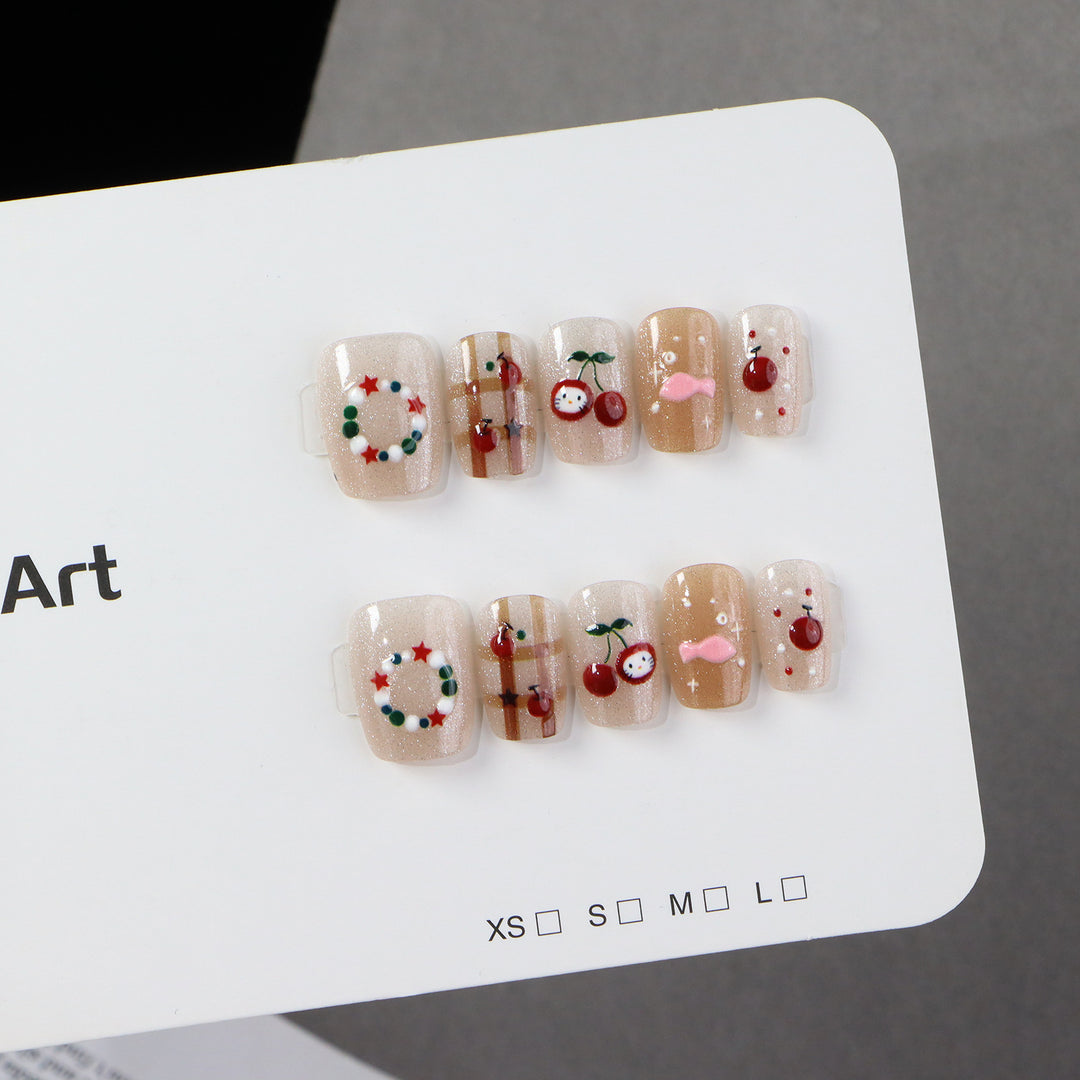 Festive Decorative Press-On Nail Art Set Bowlift