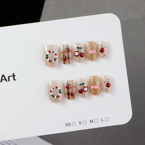 Festive Decorative Press-On Nail Art Set Bowlift