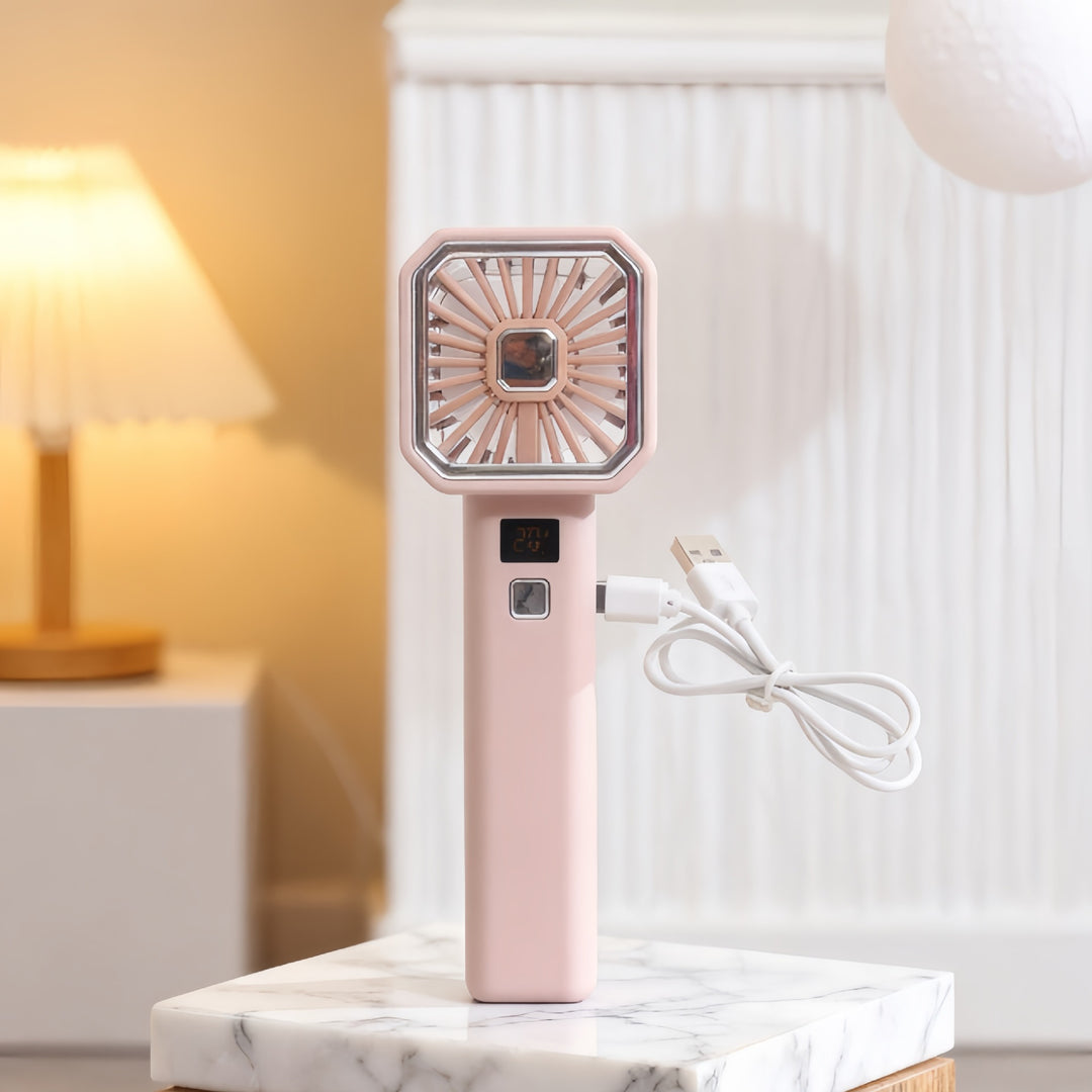 Women's Portable Handheld Fan with Digital Control Bowlift