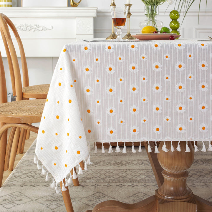 Elegant Floral Embroidered Tablecloth