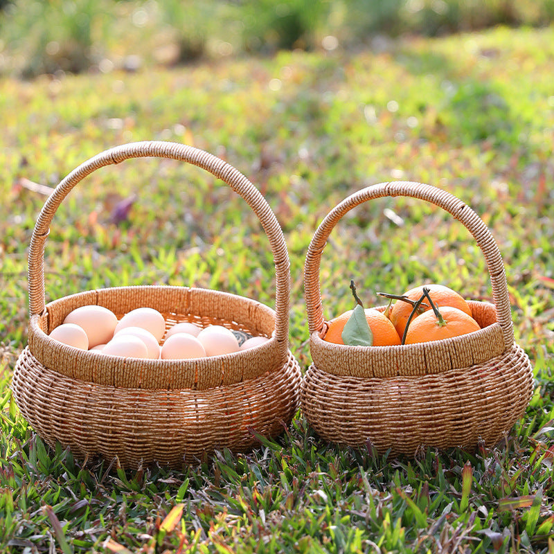 Unisex Handwoven Shopping Basket with Practical Handle Bowlift