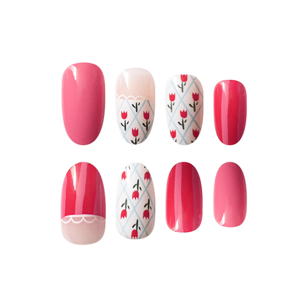 Artistic Floral Patterned Press-On Nail Art Set Bowlift