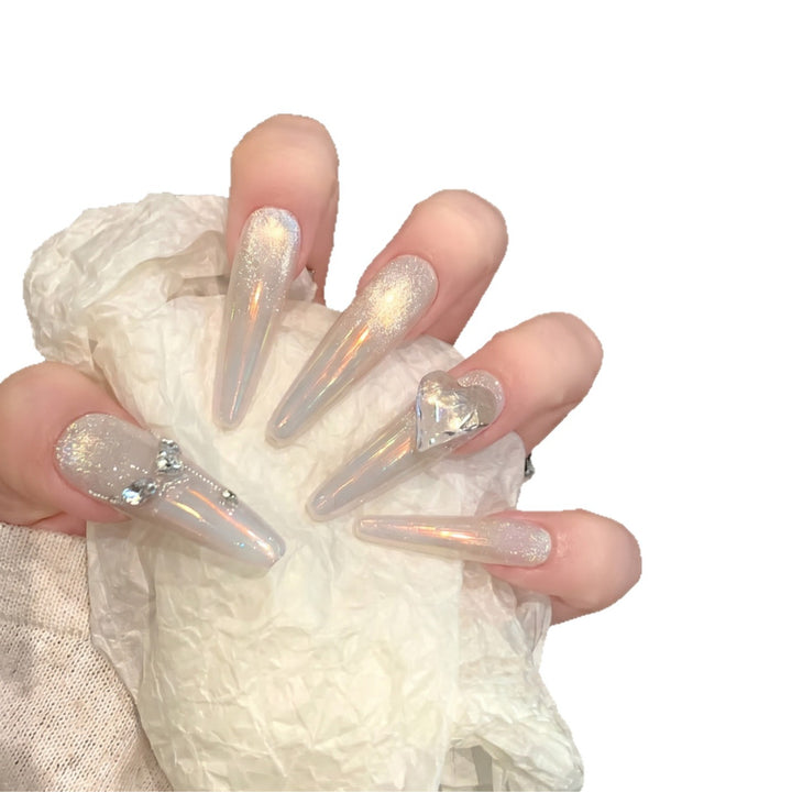 Stiletto Press-On Nail Extensions with Crystal Accents Bowlift