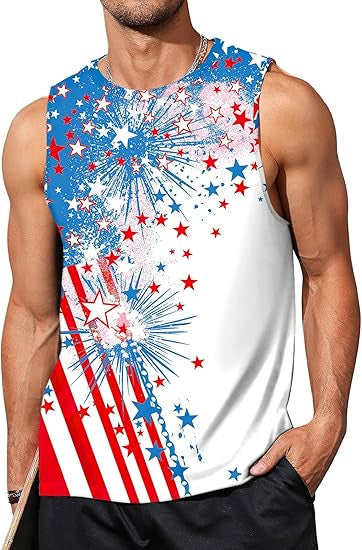 Men's nan patriotic graphic sleeveless muscle tank top with eagle print Bowlift