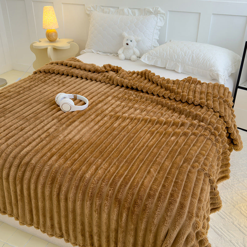 Women High-pile Cozy Blanket with Wave Pattern Bowlift