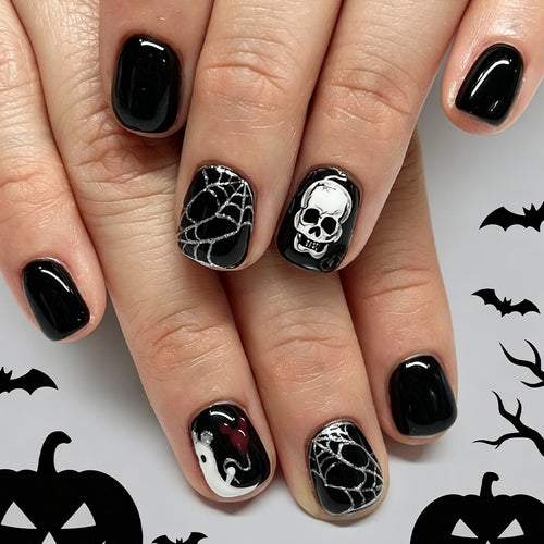 Halloween-Themed Press-On Nail Art Set Bowlift 1787542718