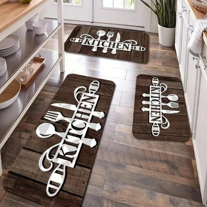 Anti-Fatigue Memory Foam Kitchen Runner and Square Mat Set with Non-Slip Backing Bowlift