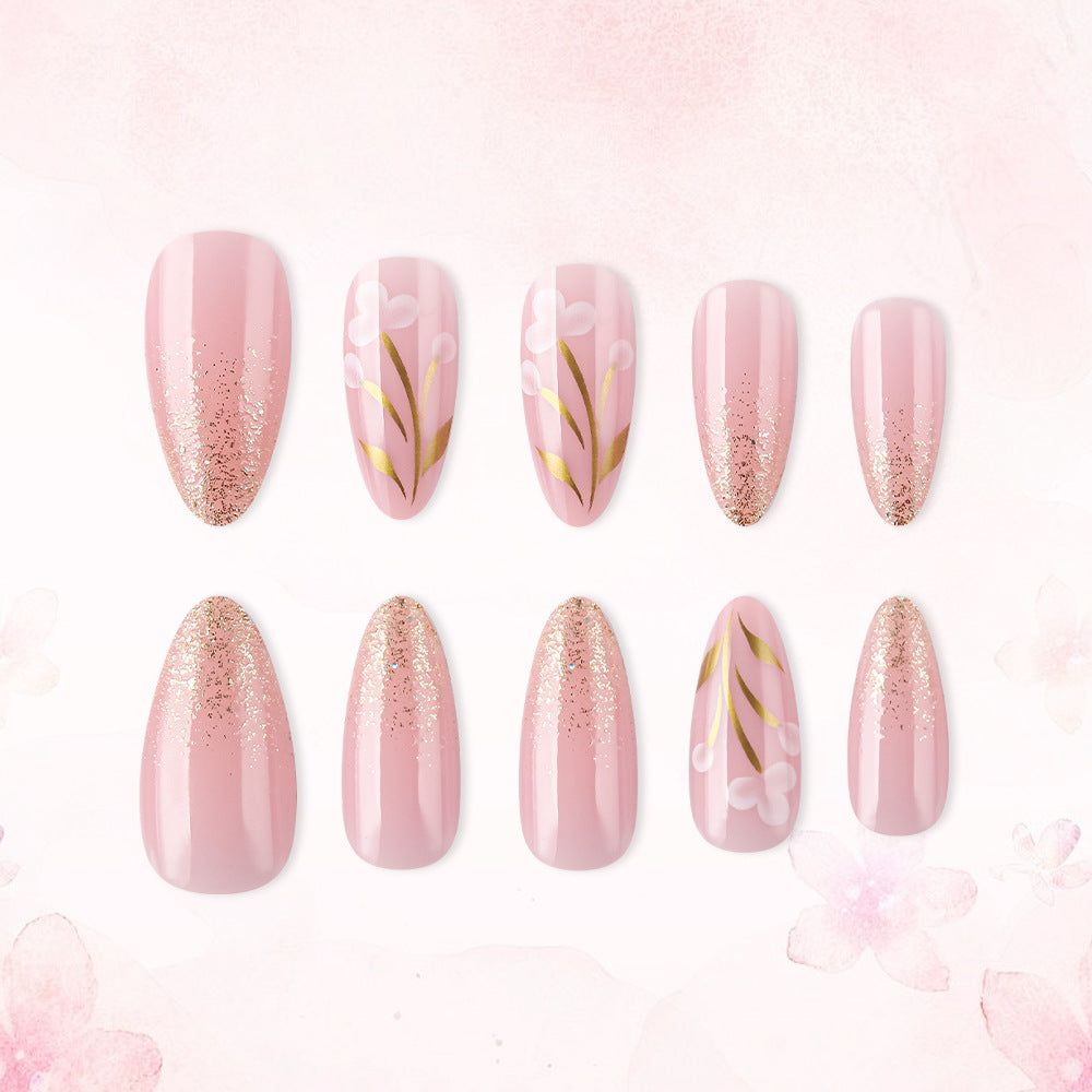 Artistic Floral Press-On Nail Set Bowlift