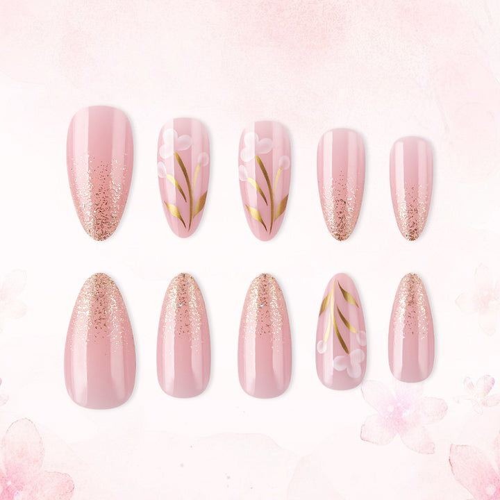 Artistic Floral Press-On Nail Set Bowlift