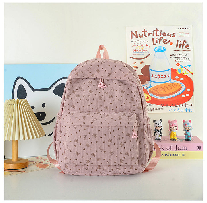 Stylish Heart-Print Casual Backpack