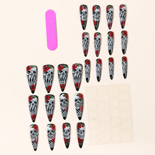 Gothic Skull and Rose Nail Art Set Bowlift