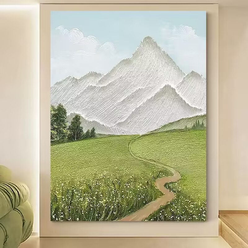 Framed Majestic Mountain Landscape Art