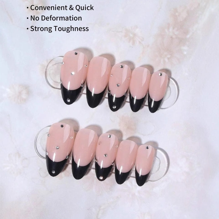Artificial nail tips with elegant French design and glamorous details Bowlift