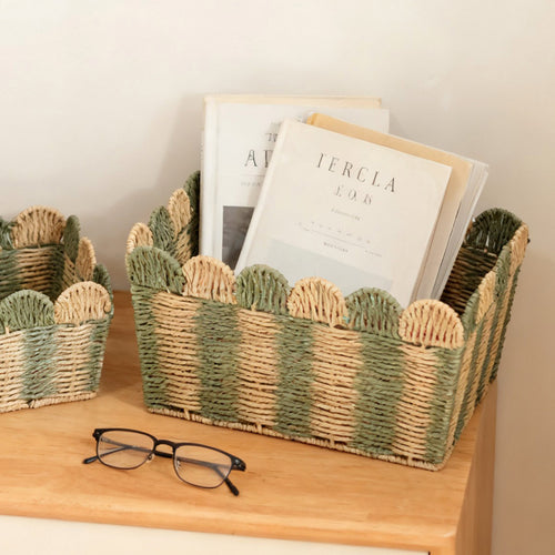 Handcrafted decorative basket with wave edge Bowlift