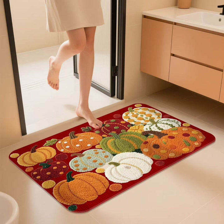 Decorative Pumpkin-Themed Bath Mat Bowlift