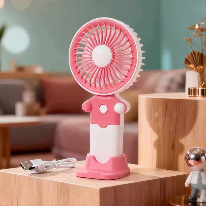 Women's Portable Hand Fan with USB Charging Function and Flexible Tilt Adjustment Bowlift