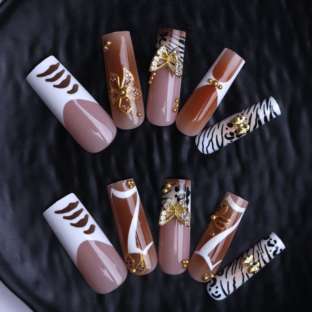 Artificial nails with unique animal and flower motifs Bowlift