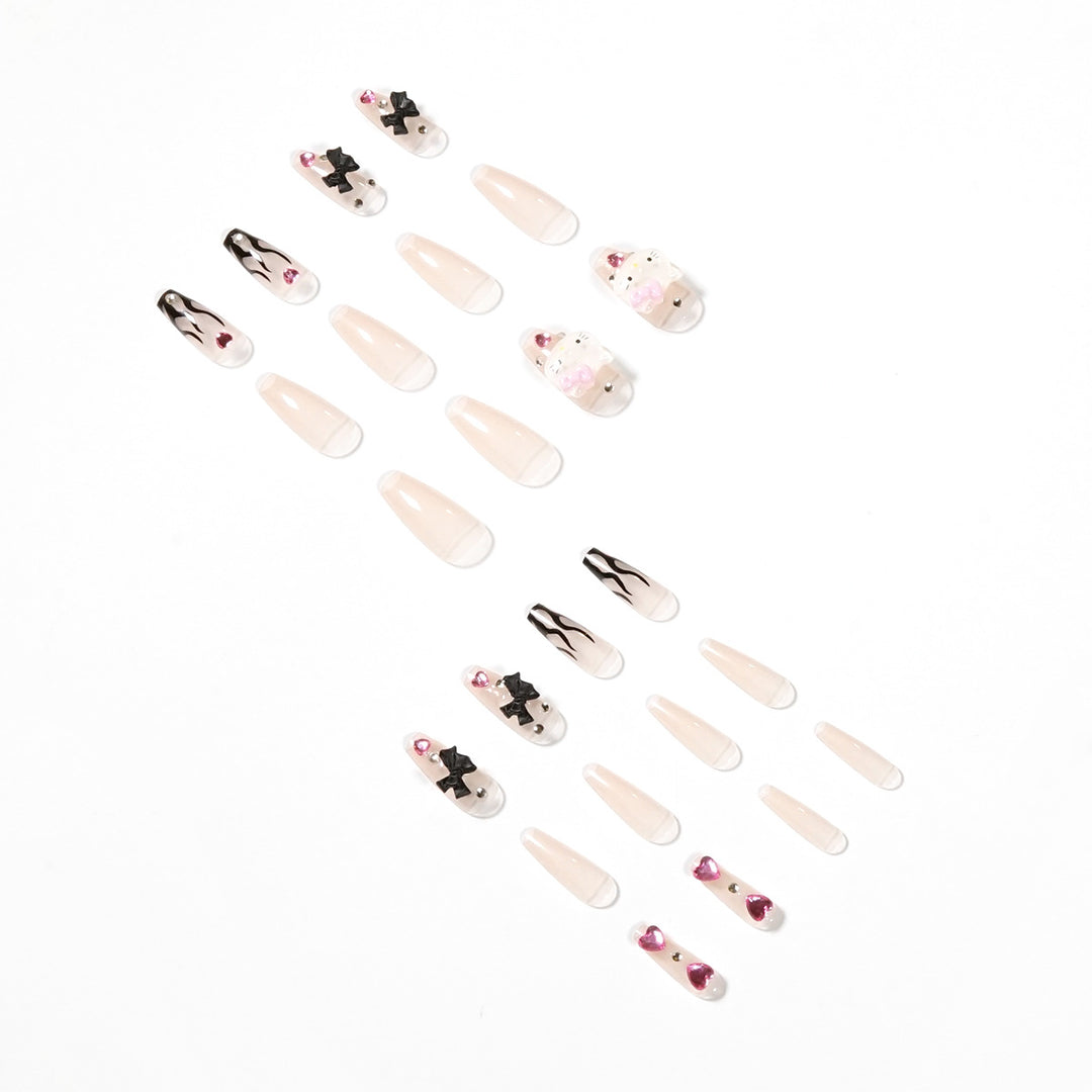 Artful nail extensions with Hello Kitty and floral accents Bowlift