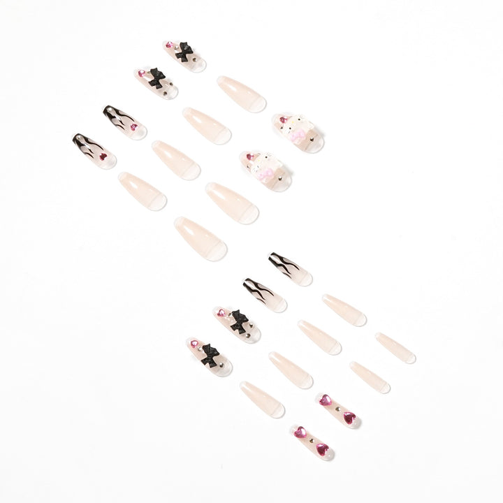 Artful nail extensions with Hello Kitty and floral accents Bowlift