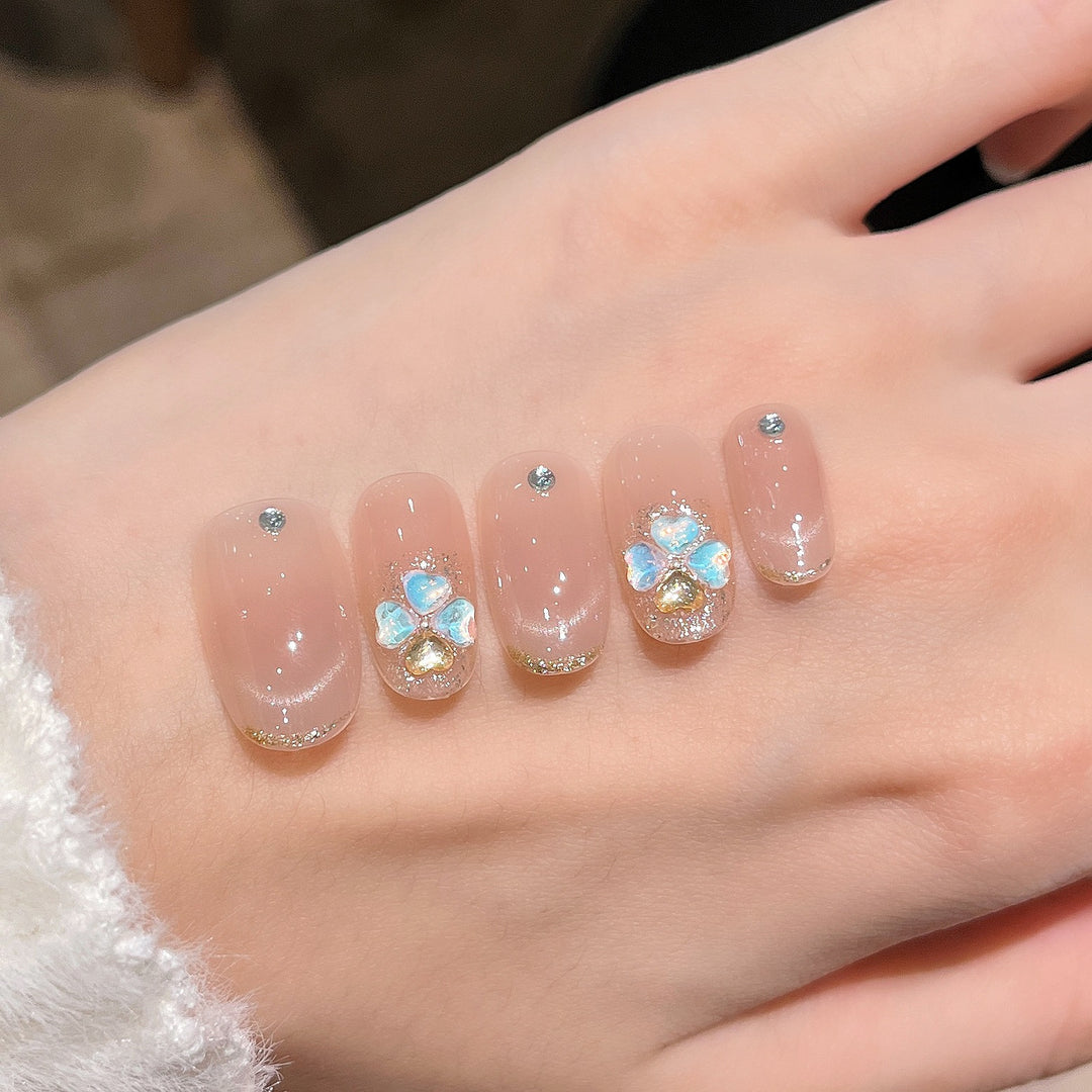 Decorative Floral Press-On Nail Art Bowlift