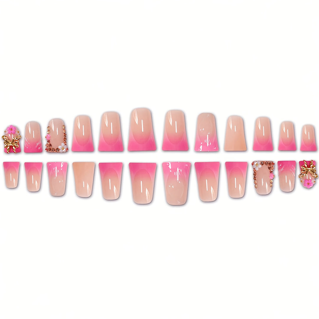 Elegant Floral Press-On Nails Bowlift