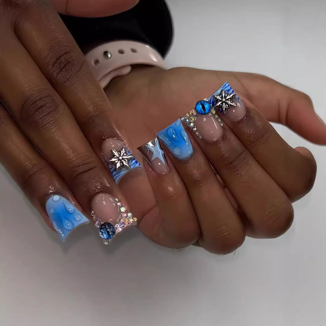 Artistic Acrylic Nail Enhancements with Gem Accents Bowlift