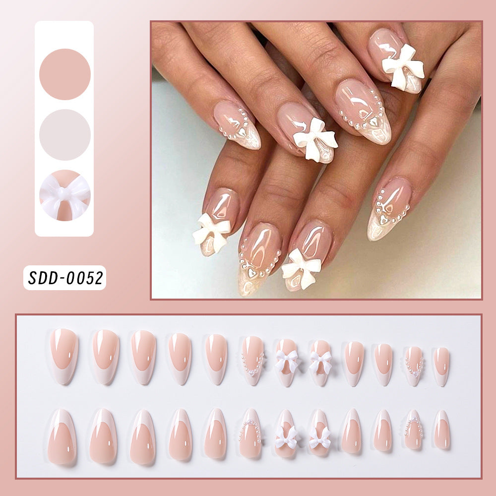 Decorative Press-On Nail Tips with Bow Accents Bowlift