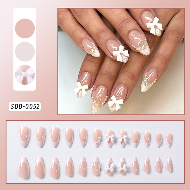 Decorative Press-On Nail Tips with Bow Accents Bowlift