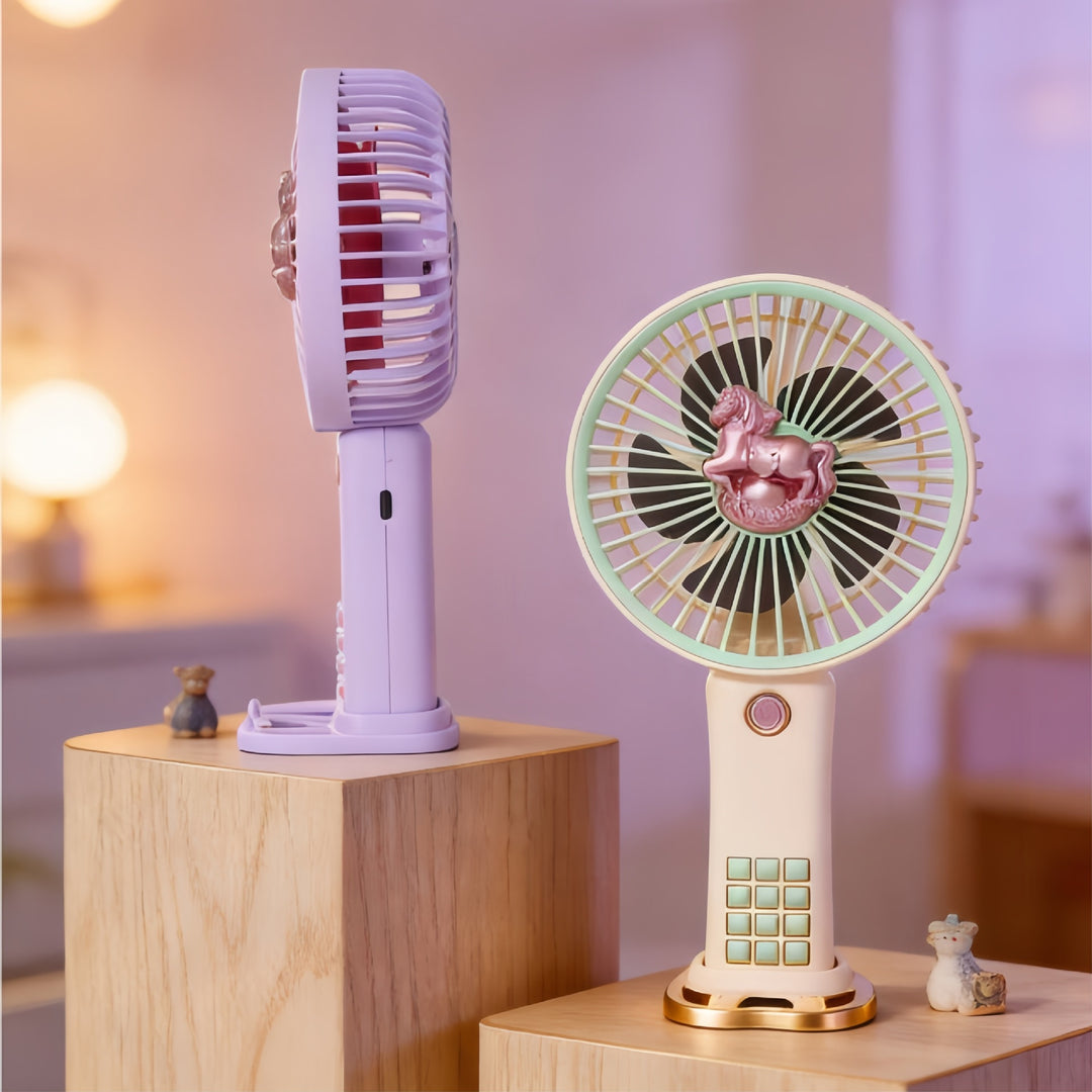 Women Portable Hand Fan with Innovative Unicorn Design Bowlift