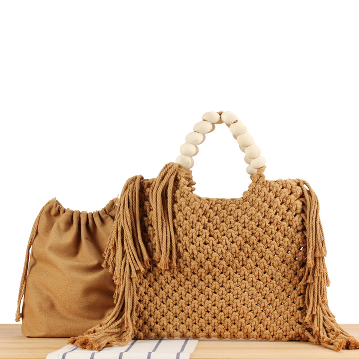 Creative crochet handbag with decorative fringes Bowlift