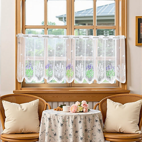 Floral Embroidered Lace Window Valance