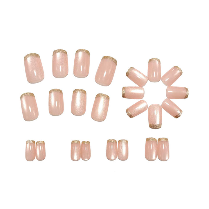 Artificial nails in elegant glitter French design Bowlift