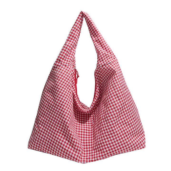 WoGingham Print Slouchy Shoulder Bag Bowlift