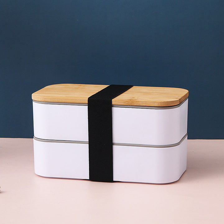 Dual-Tiered Bamboo Top Lunch Box