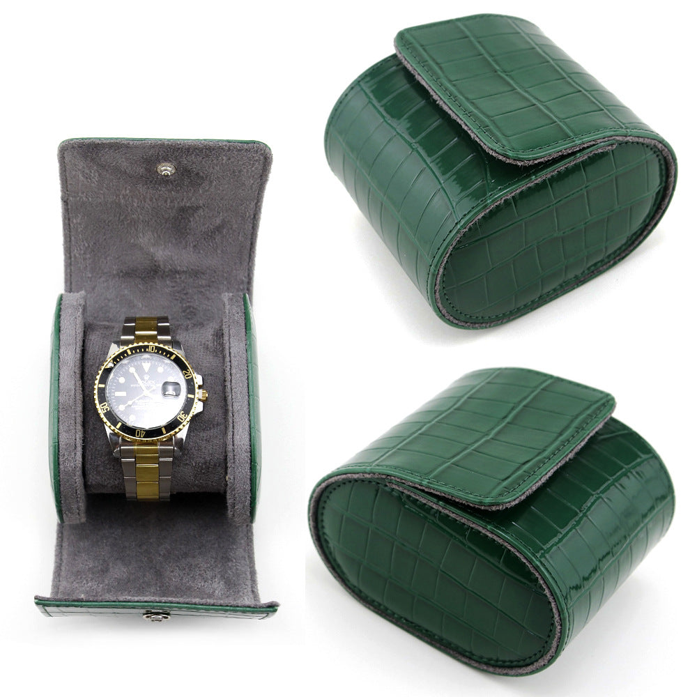 Embossed Leather Single Watch Travel Case Bowlift