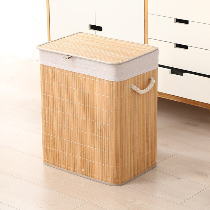 Premium laundry basket with dividers and handcrafted bamboo frame Bowlift