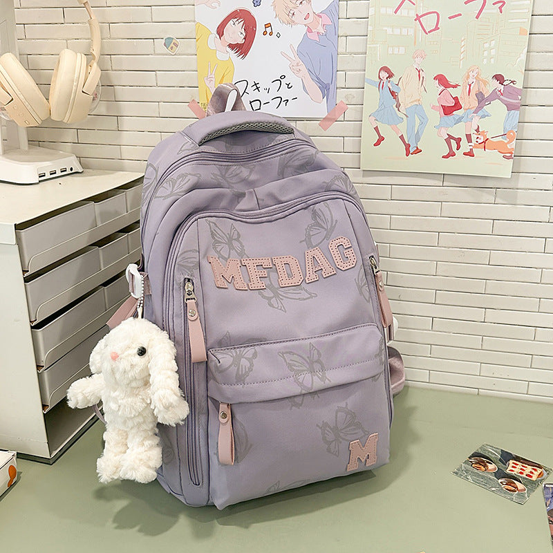 Butterfly-Embellished Multi-Pocket Backpack