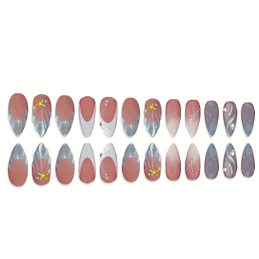 Mermaid-Inspired Press-On Nail Art Bowlift