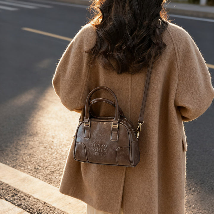 Luxurious Faux Leather Structured Handbag Bowlift